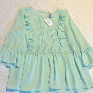 NWT Neiman Marcus Mint Ruffle Top